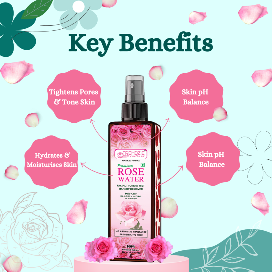 Premium Rose Water For Facial, Toner, Mist Makeup Remover - Image 3