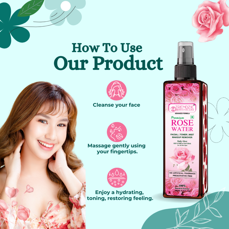 Premium Rose Water For Facial, Toner, Mist Makeup Remover - Image 4