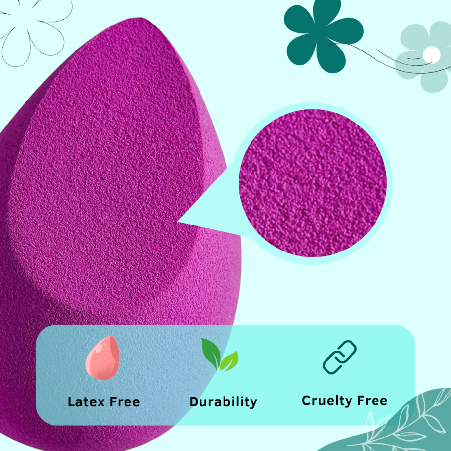 Makeup Blender Sponges Set (4-PCS) - Soft & Beveled, (Assorted Colors) - Image 2