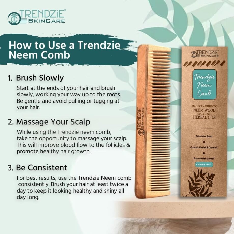 Nature's Touch Neem Comb | Hair Growth, Hairfall & Dandruff Control - Image 3