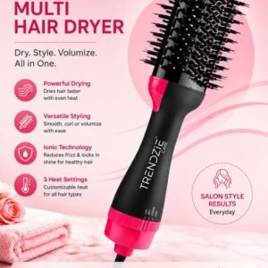 trendzie skin care multi function 4 in 1 hair styler, dryer, straightener & curler comb