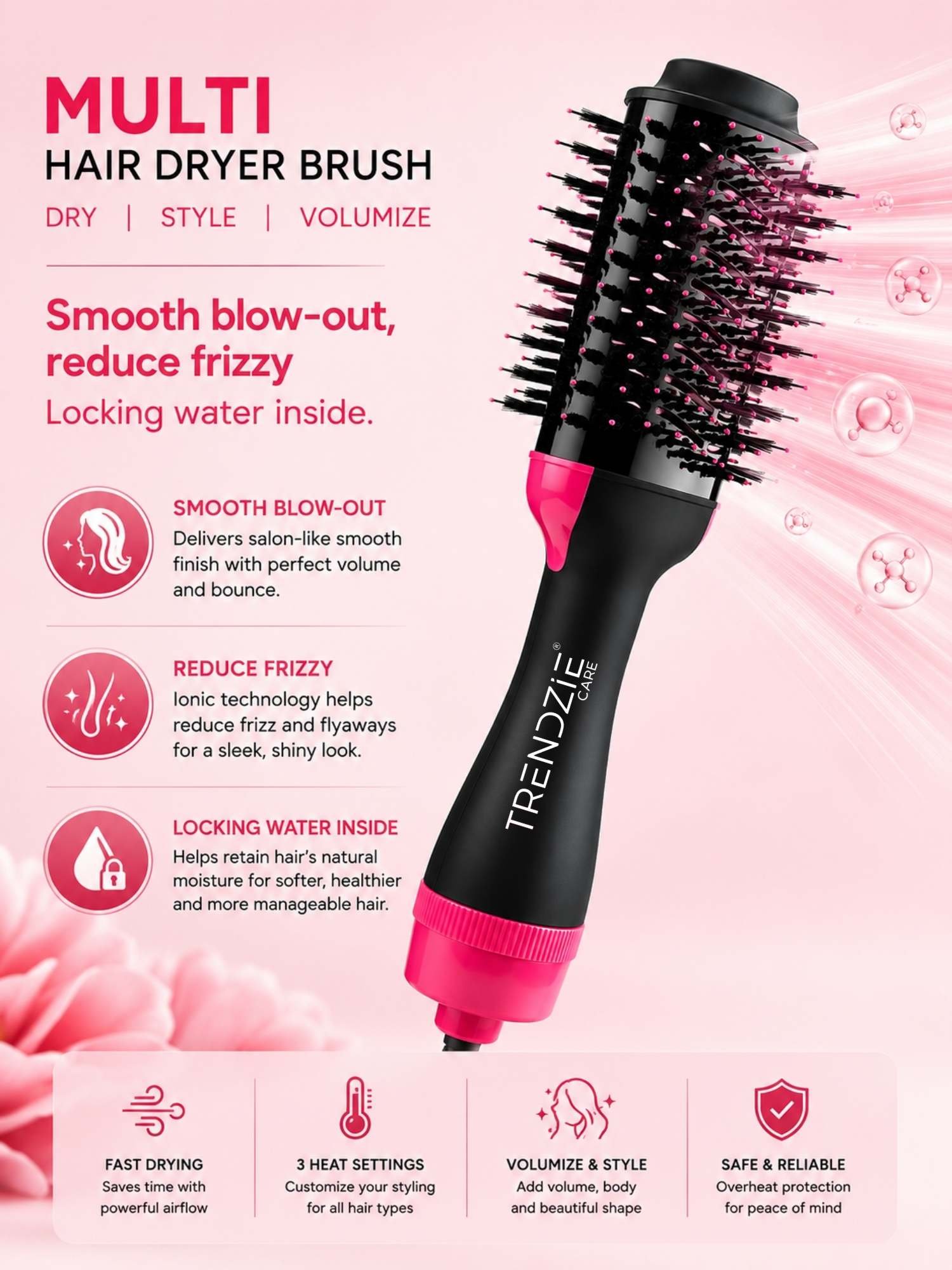 trendzie skin care multi function 4 in 1 hair styler, dryer, straightener & curler comb trendzie skin care multi function 4 in 1 hair styler, dryer, straightener & curler comb