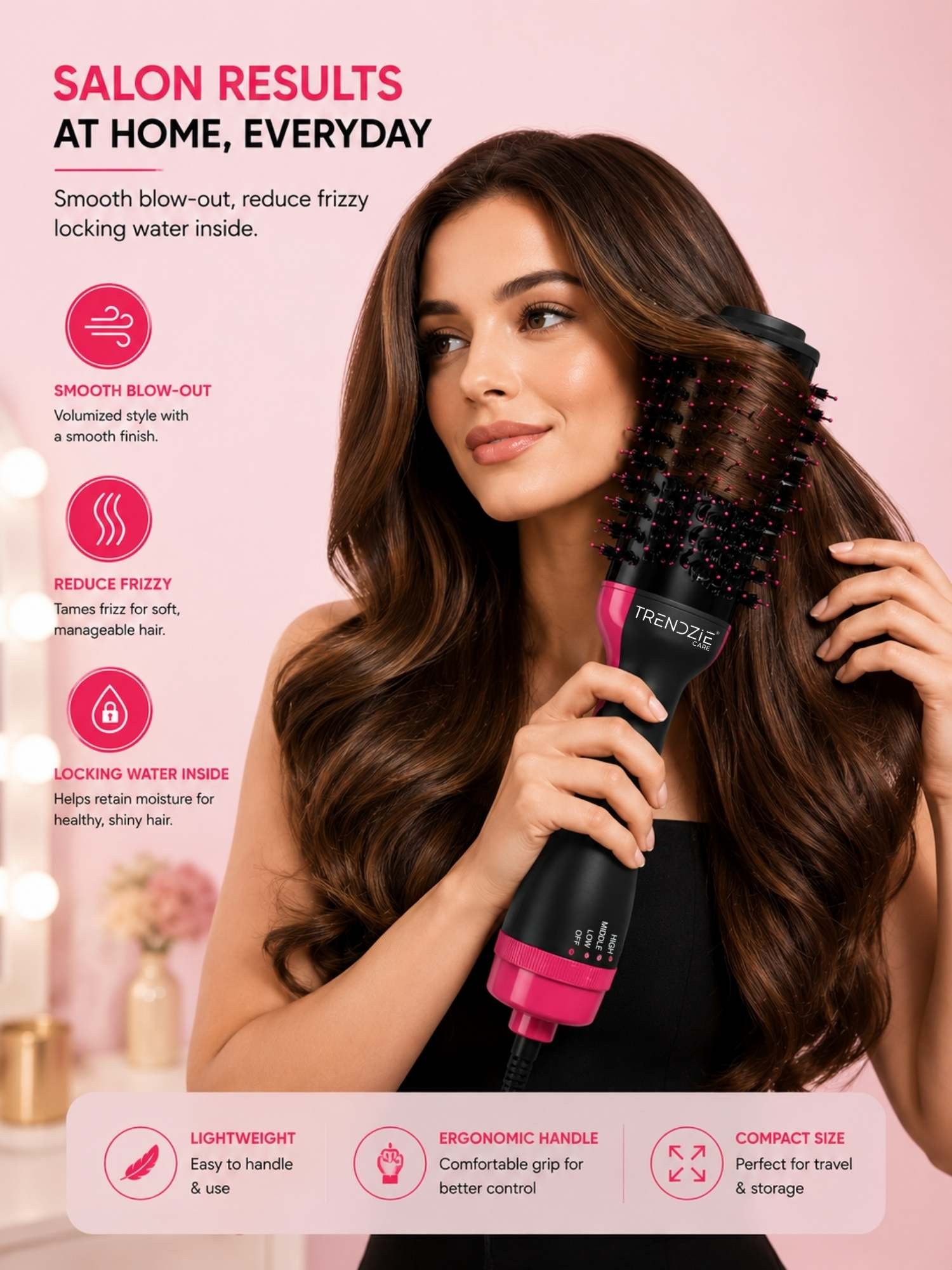 trendzie skin care multi function 4 in 1 hair styler, dryer, straightener & curler comb trendzie skin care multi function 4 in 1 hair styler, dryer, straightener & curler comb