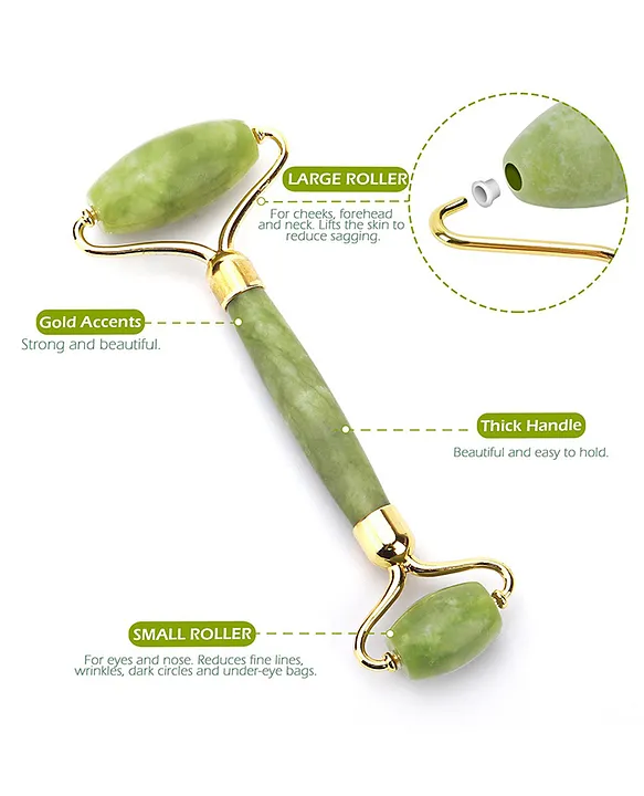 trendzie skin care professional facial massage jade roller with guasha for face & neck massage tool (assorted color) trendzie skin care professional facial massage jade roller with guasha for face & neck massage tool (assorted color)