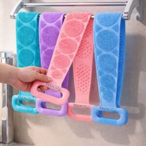 Home bath belt & body scrubber | double sided exfoliating back scrubber for deep cleansing, massage & skin care