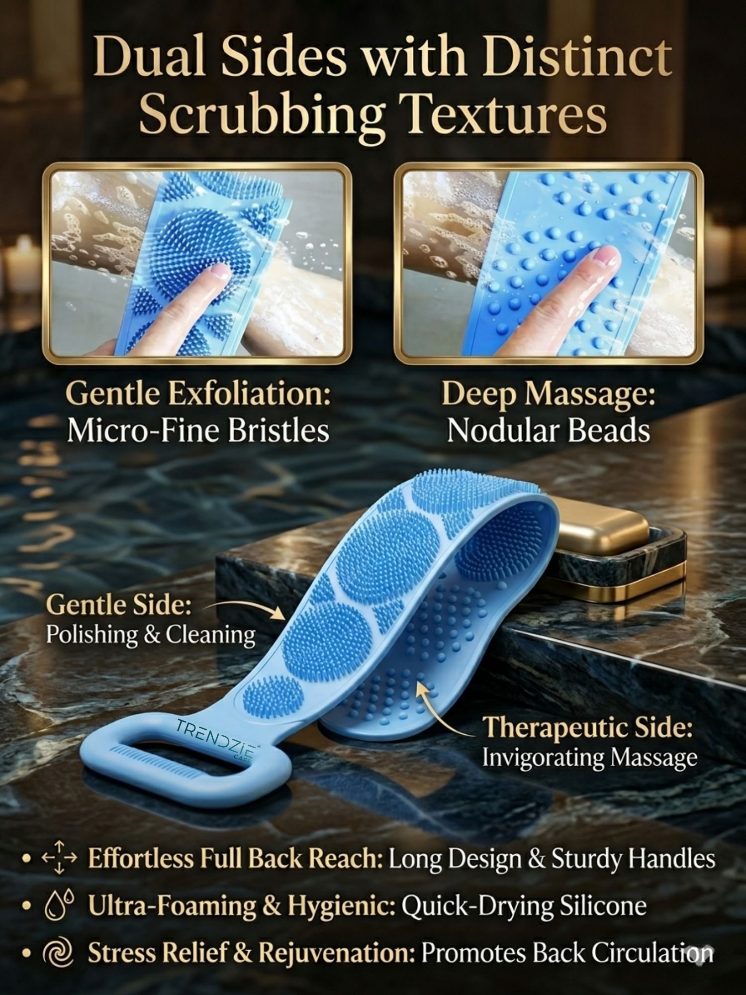 bath belt & body scrubber | double sided exfoliating back scrubber for deep cleansing, massage & skin care bath belt & body scrubber | double sided exfoliating back scrubber for deep cleansing, massage & skin care