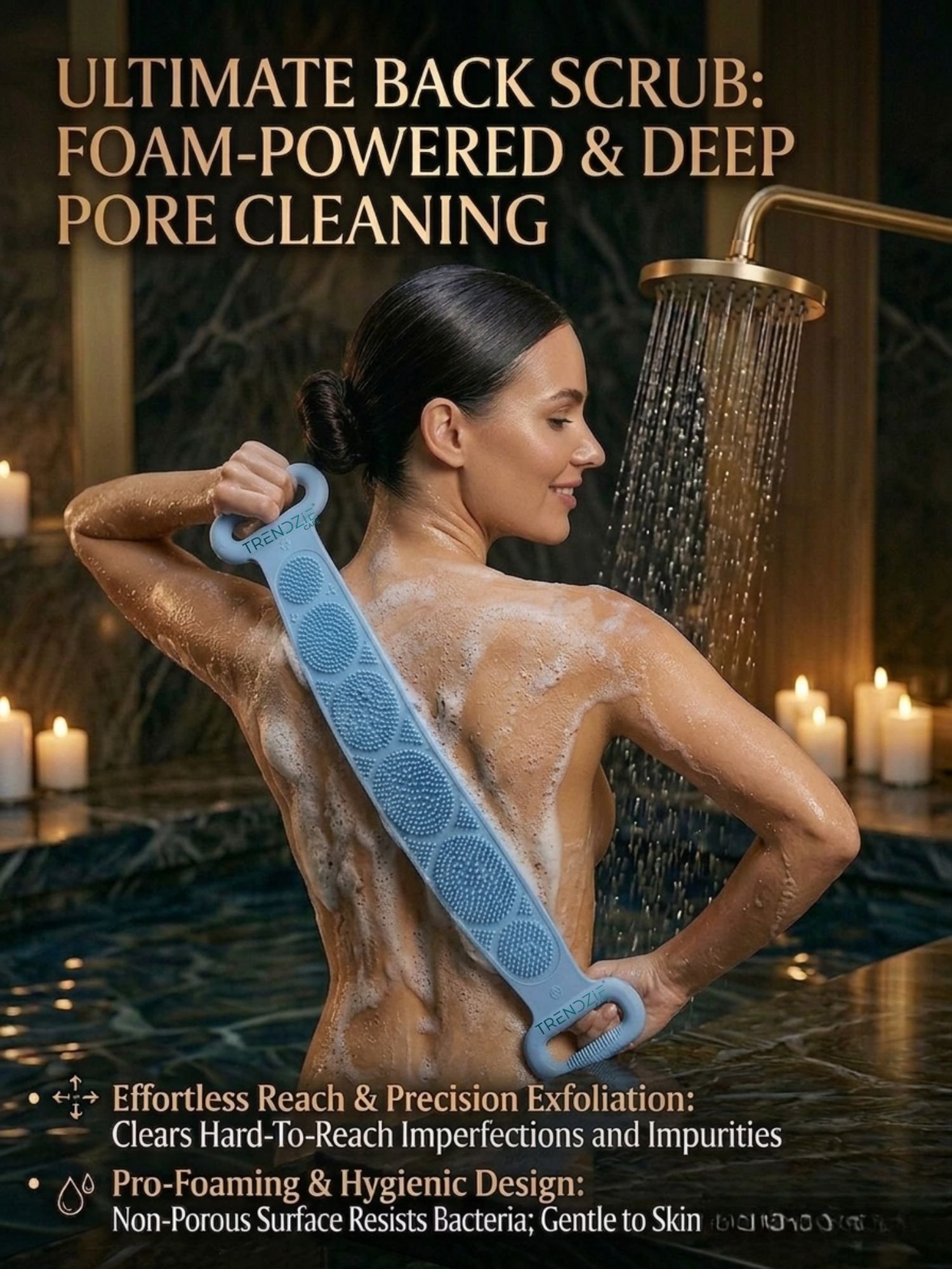 bath belt & body scrubber | double sided exfoliating back scrubber for deep cleansing, massage & skin care bath belt & body scrubber | double sided exfoliating back scrubber for deep cleansing, massage & skin care