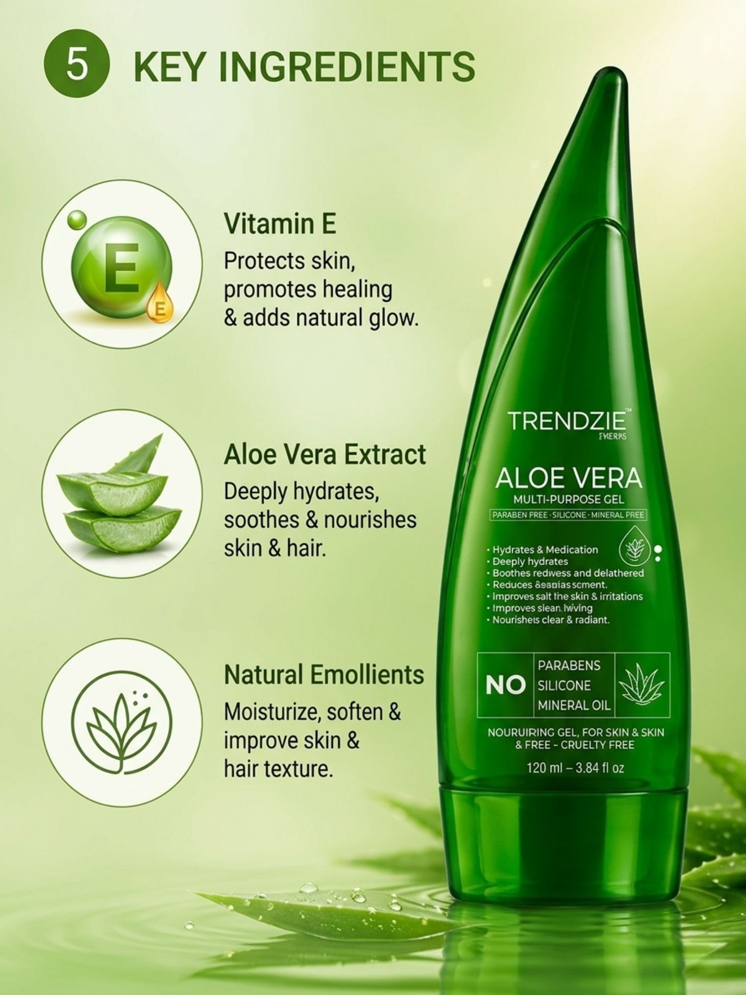 trendzie skin care aloe vera with vitamin e 120 ml trendzie skin care aloe vera with vitamin e 120 ml