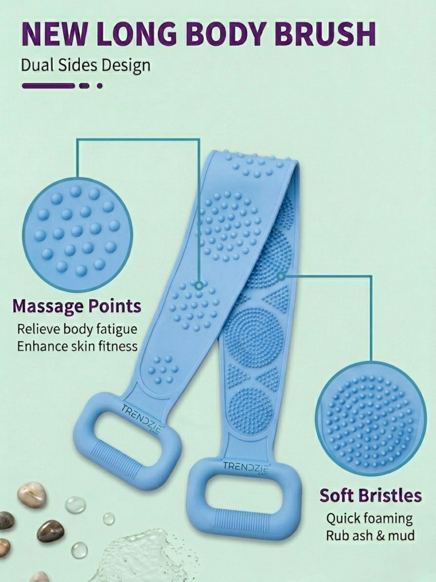 bath belt & body scrubber | double sided exfoliating back scrubber for deep cleansing, massage & skin care bath belt & body scrubber | double sided exfoliating back scrubber for deep cleansing, massage & skin care
