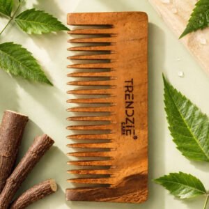 mini neem wooden comb for dandruff control