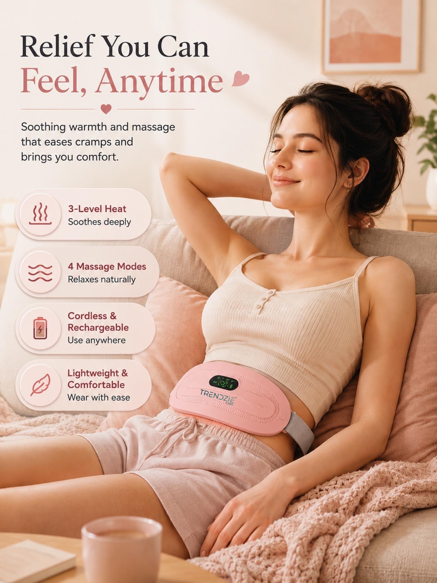 period cramp relief heating belt with massage period cramp relief heating belt with massage