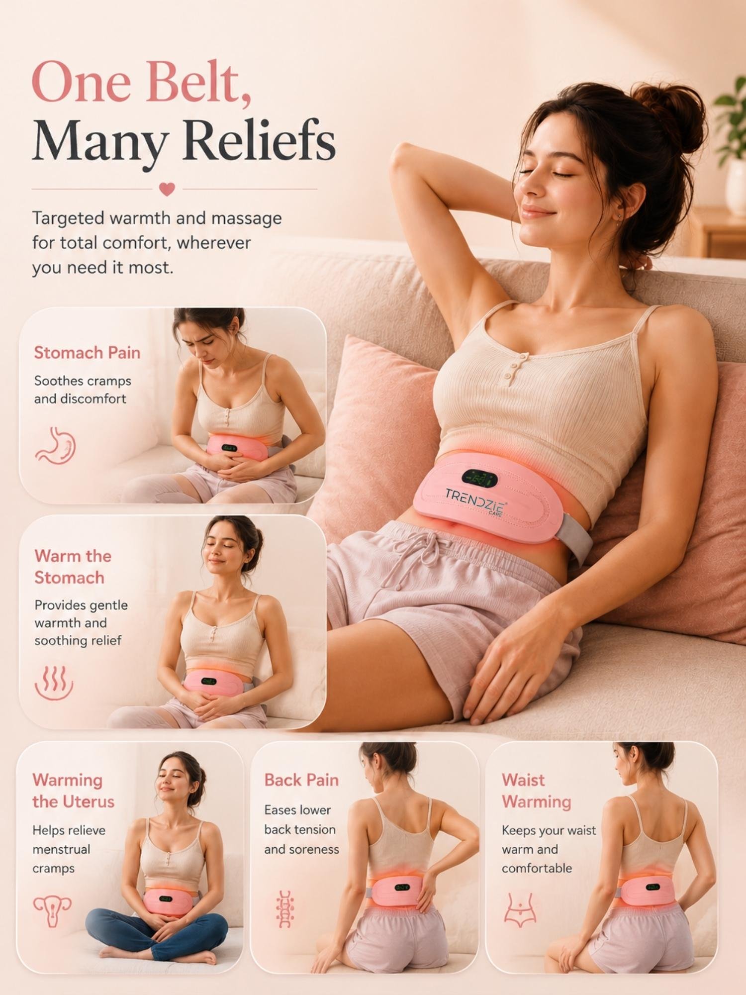 period cramp relief heating belt with massage period cramp relief heating belt with massage