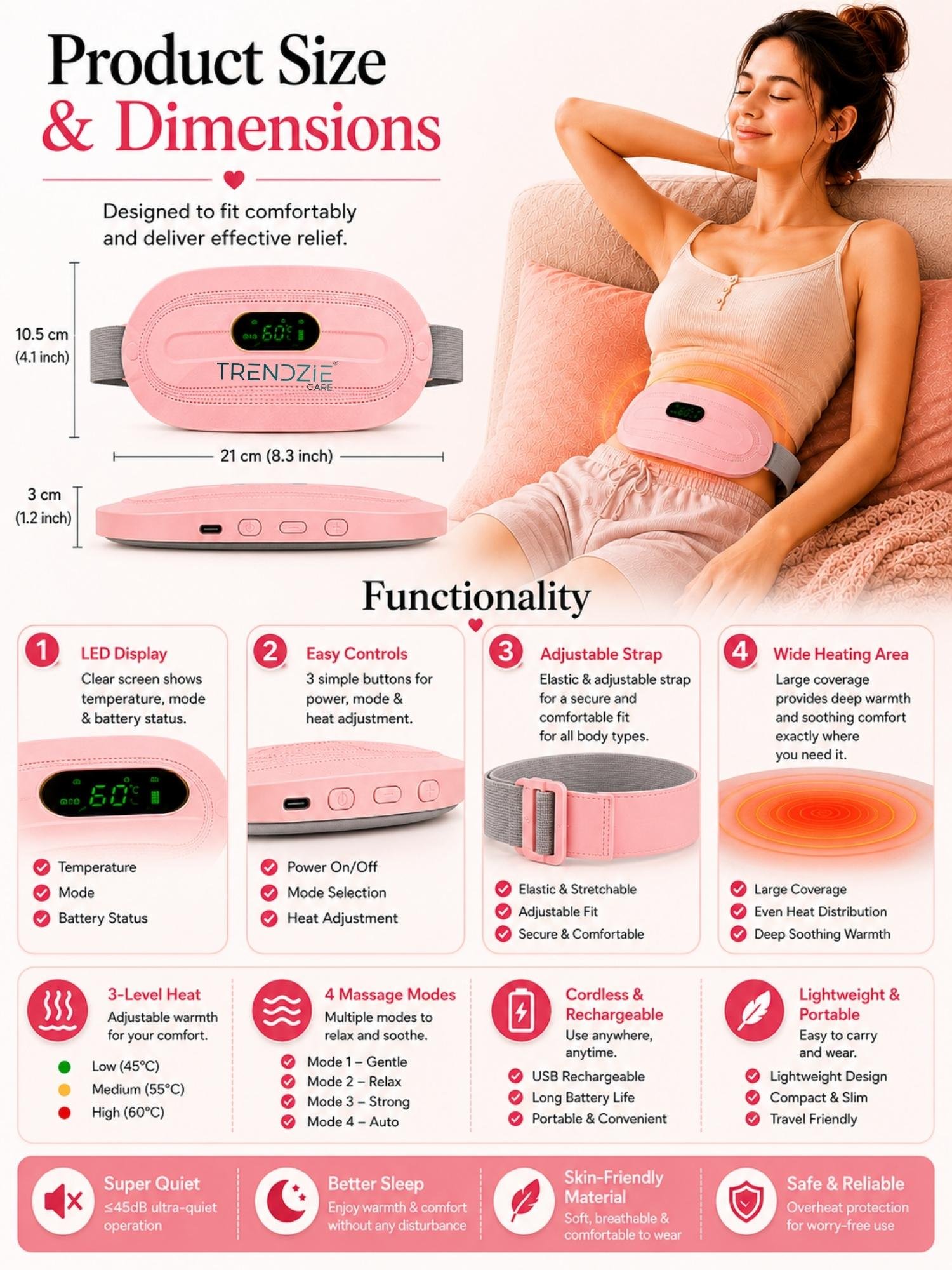 period cramp relief heating belt with massage period cramp relief heating belt with massage