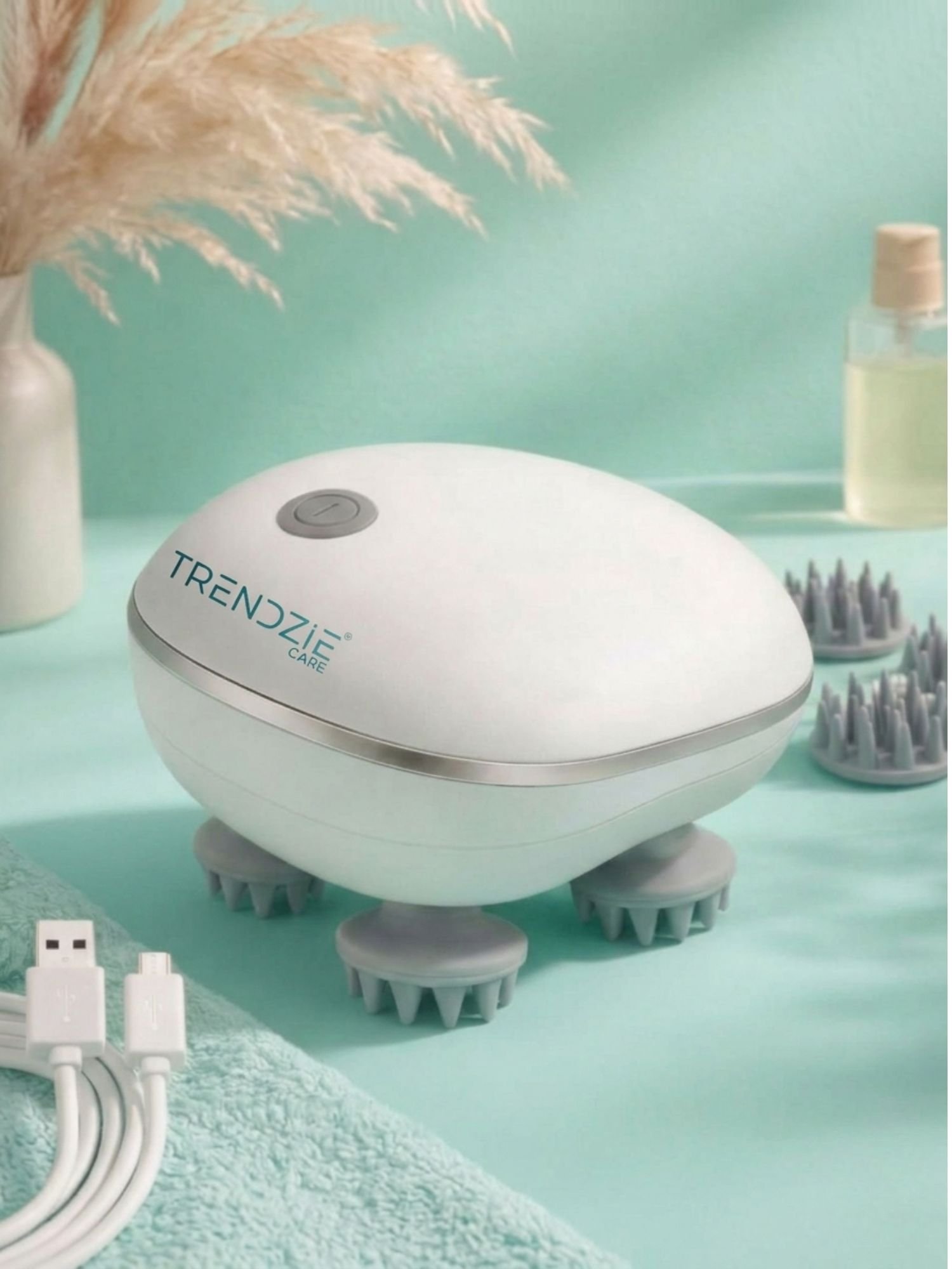 rechargeable electric body & scalp massager with rotating heads rechargeable electric body & scalp massager with rotating heads