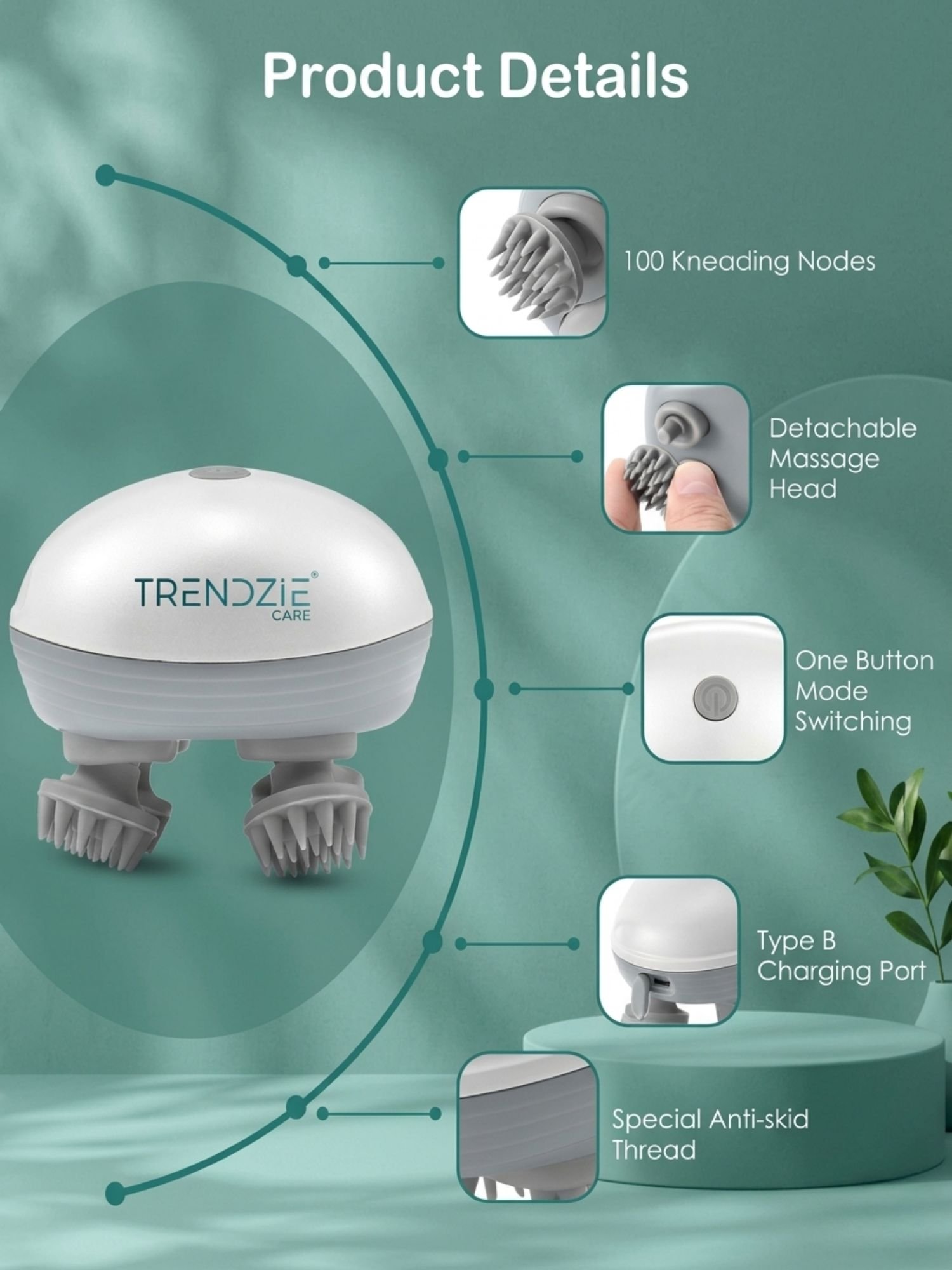 rechargeable electric body & scalp massager with rotating heads rechargeable electric body & scalp massager with rotating heads