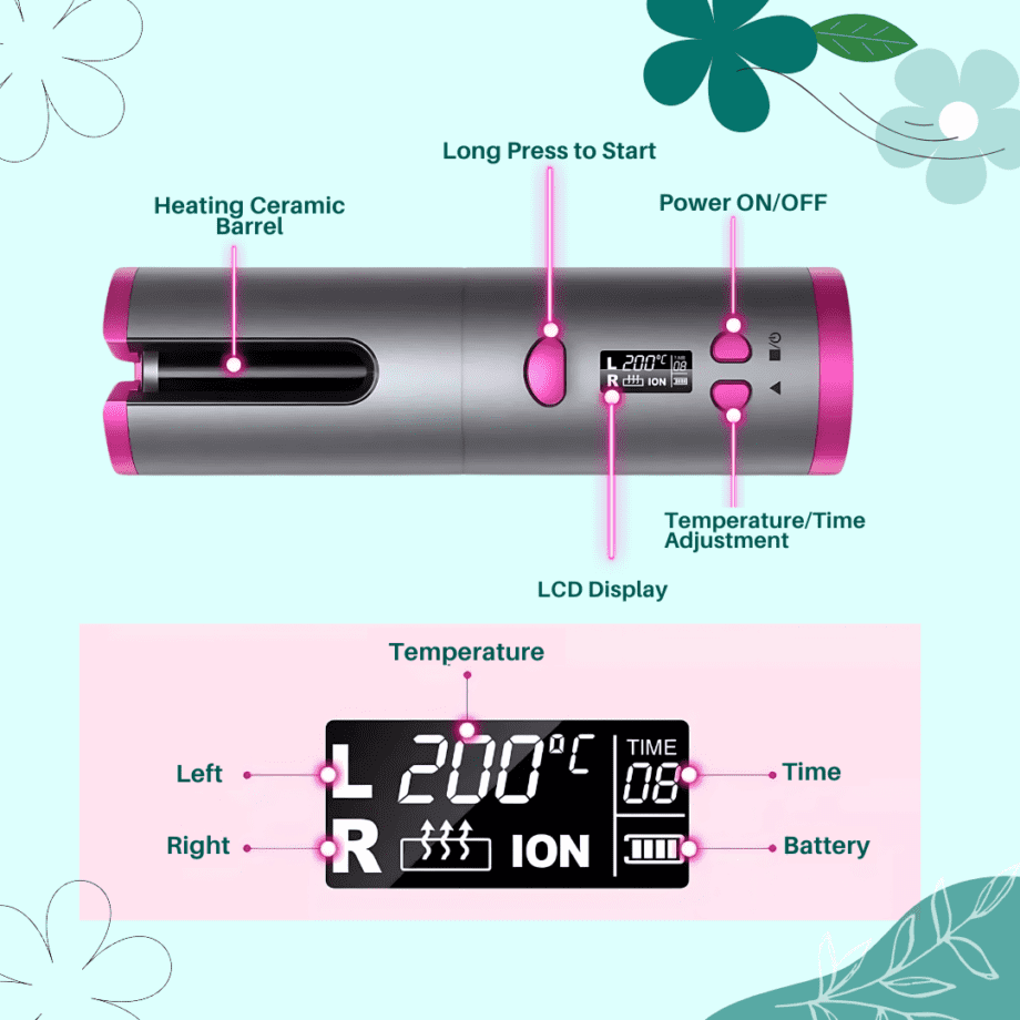 Cordless Automatic Hair Curler & Styler USB Rechargeable - Image 2