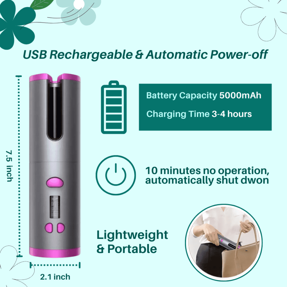 Cordless Automatic Hair Curler & Styler USB Rechargeable - Image 3